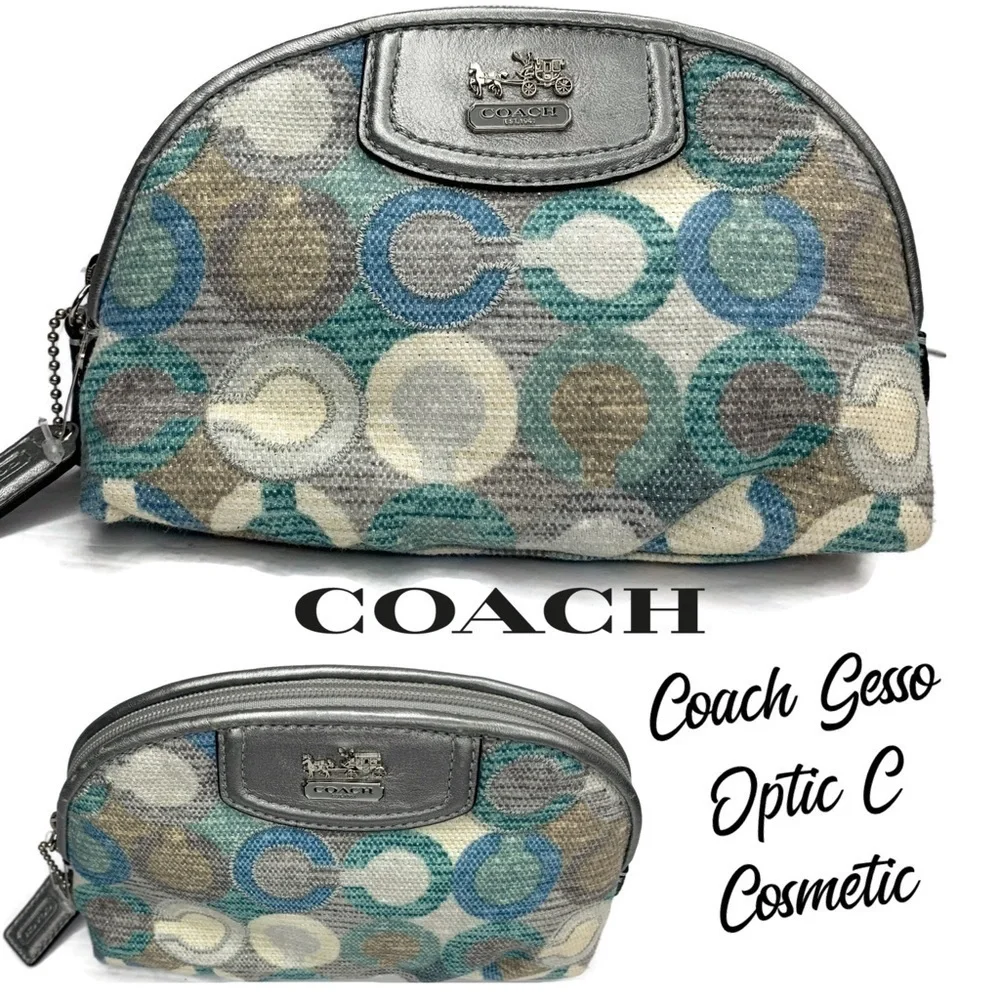Coach Gesso Optic C Cosmetic Rare Make-Up Bag Blue